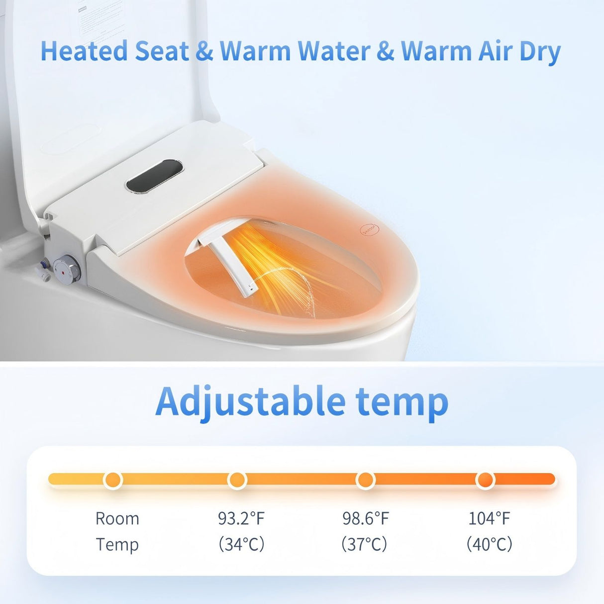 Smart Bidet Toilet Seat with Side Knob Adjustable Heated Seat