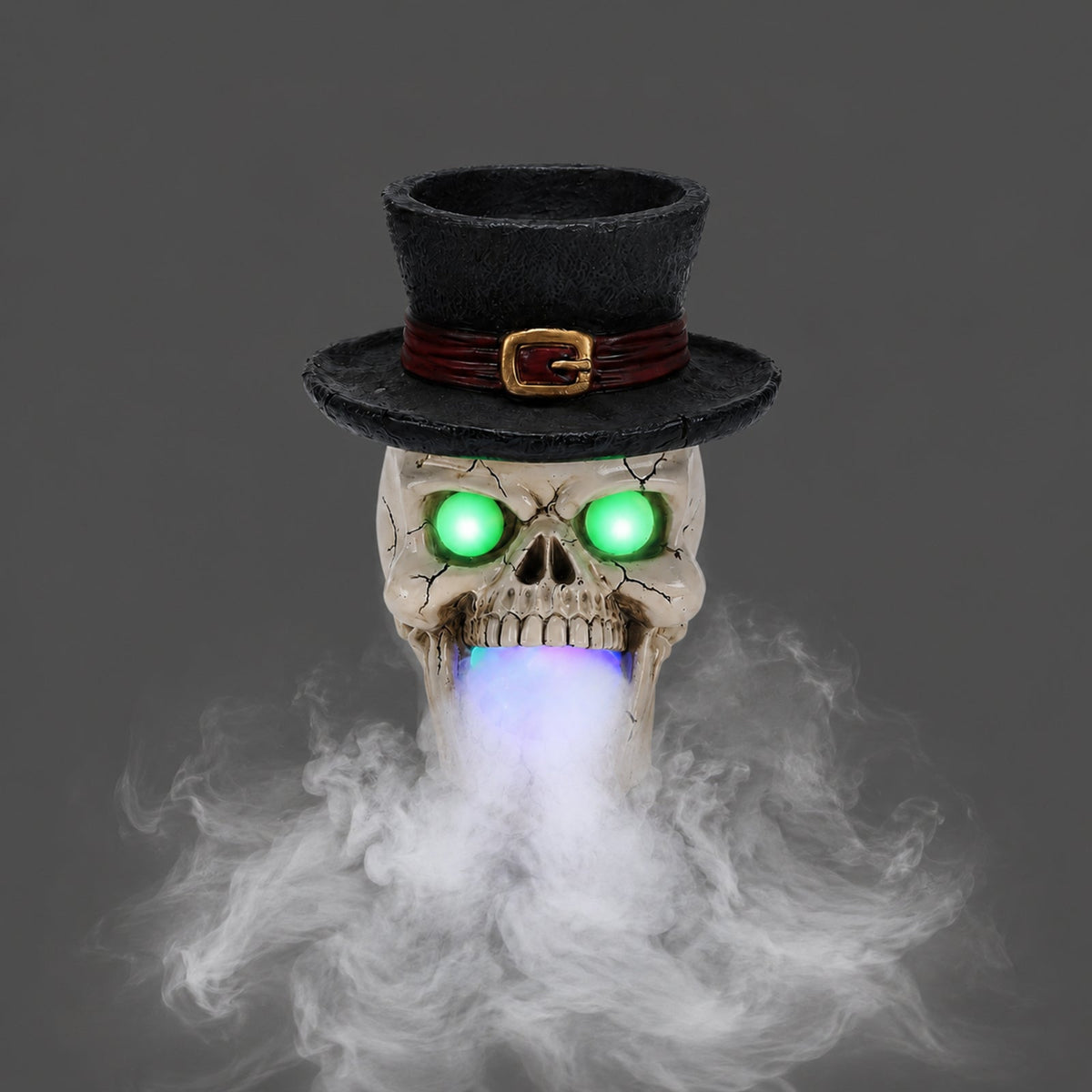 LED Light-Up Skull with Top Hat & Mist Maker
