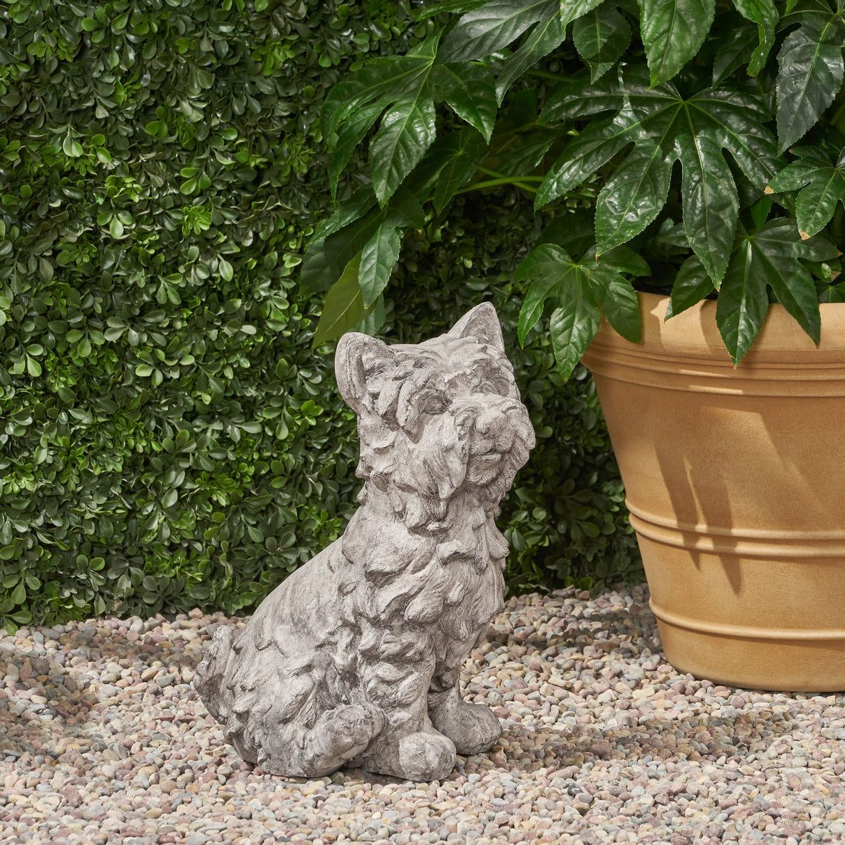 Cricket Dog Cast Stone Garden Statue