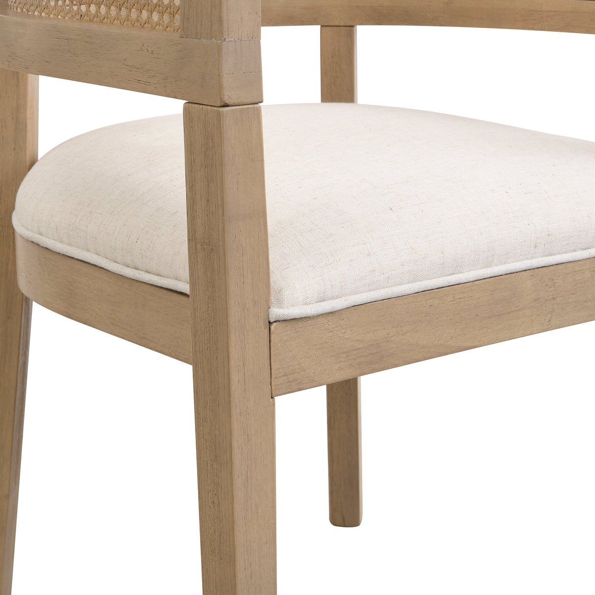 Barrel Dining Chair with Rattan Back, Set of 2