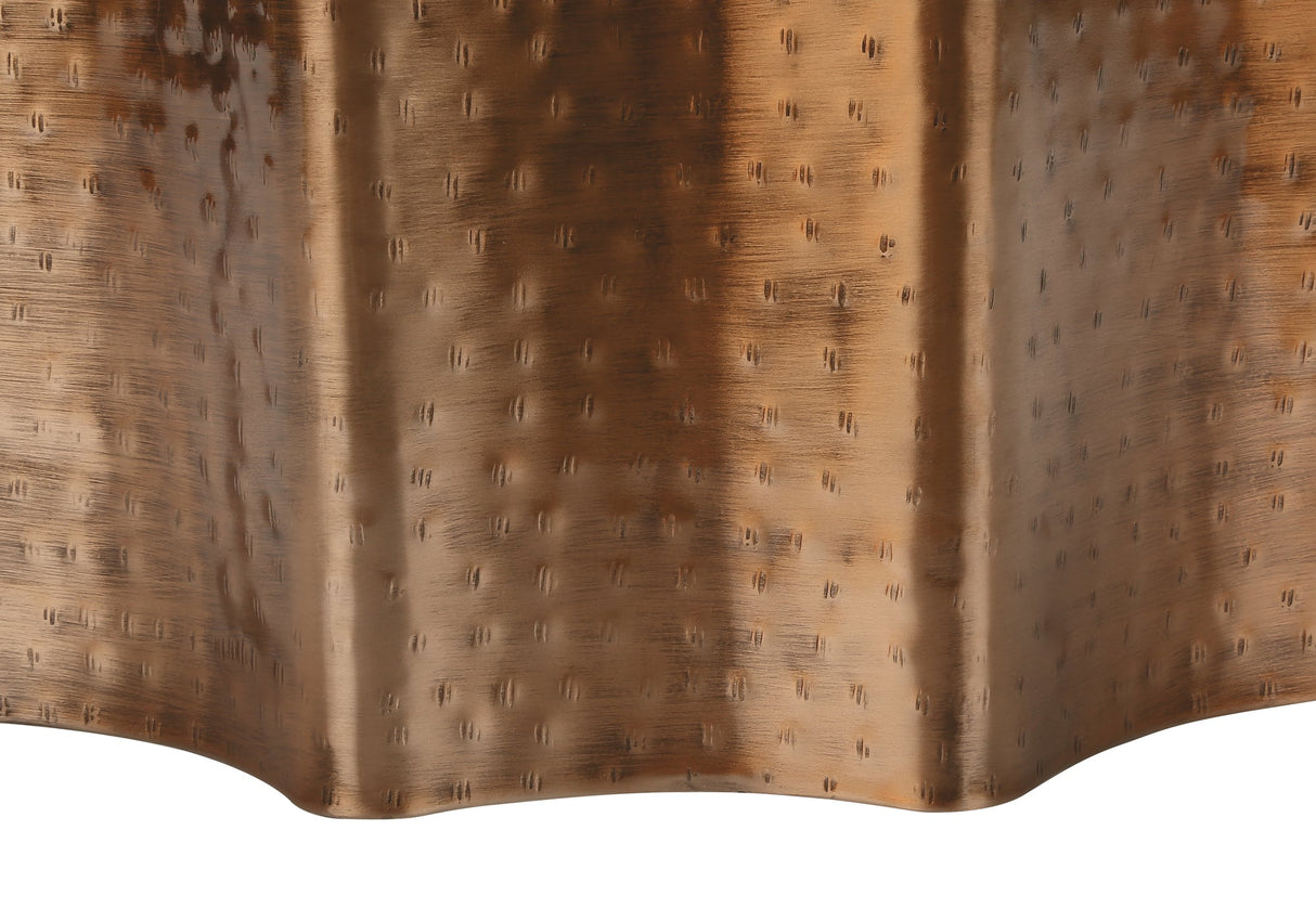 Artifact End Table with Scalloped Design and Hammered Texture