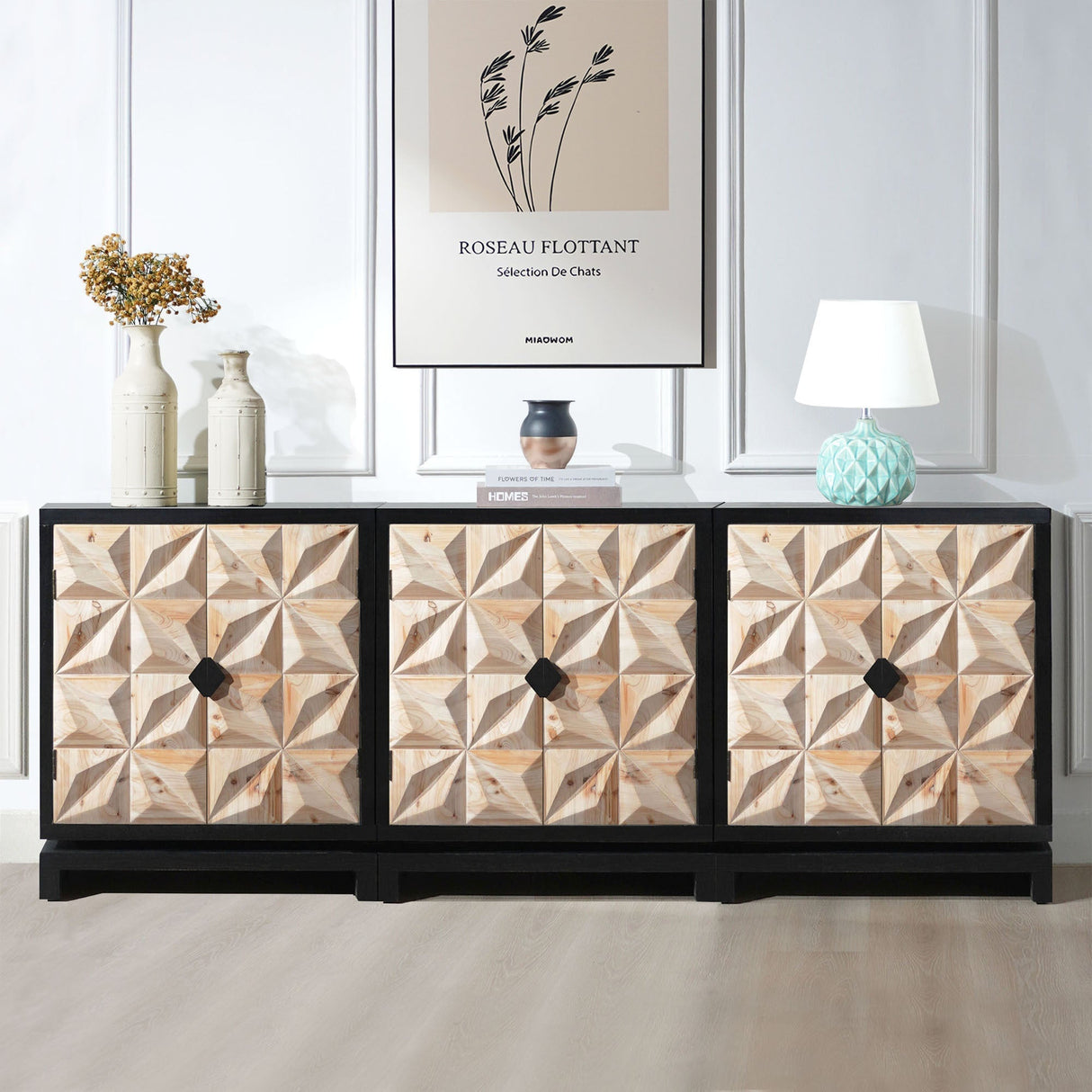 3D Geometric Double-Door Cabinet