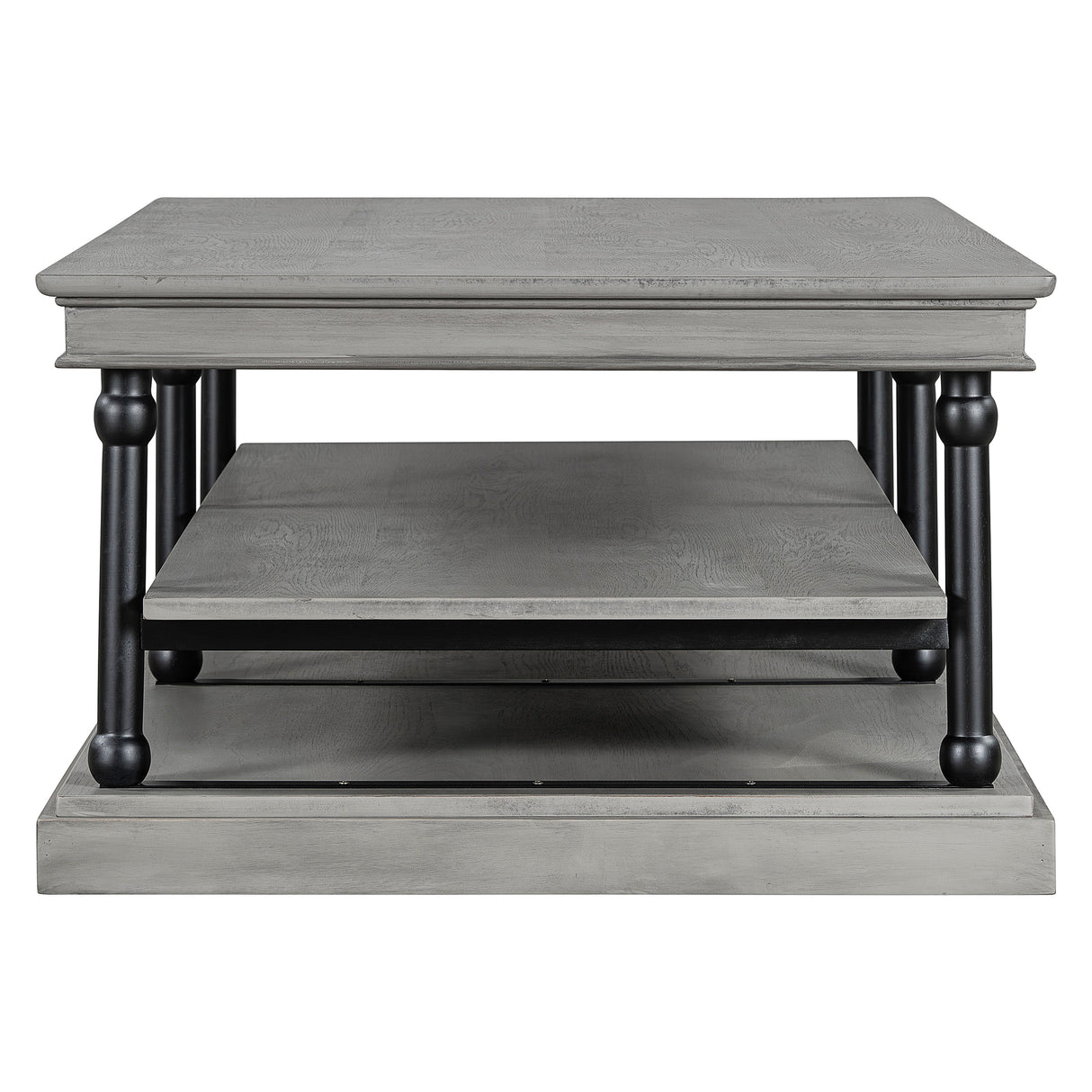 55.1" Wood Coffee Table with Storage Shelves