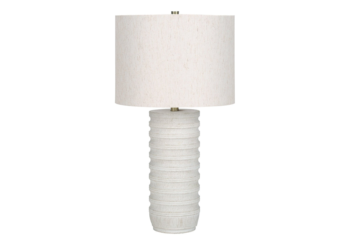 28"h Cream Resin Table Lamp with Ivory Linen Shade