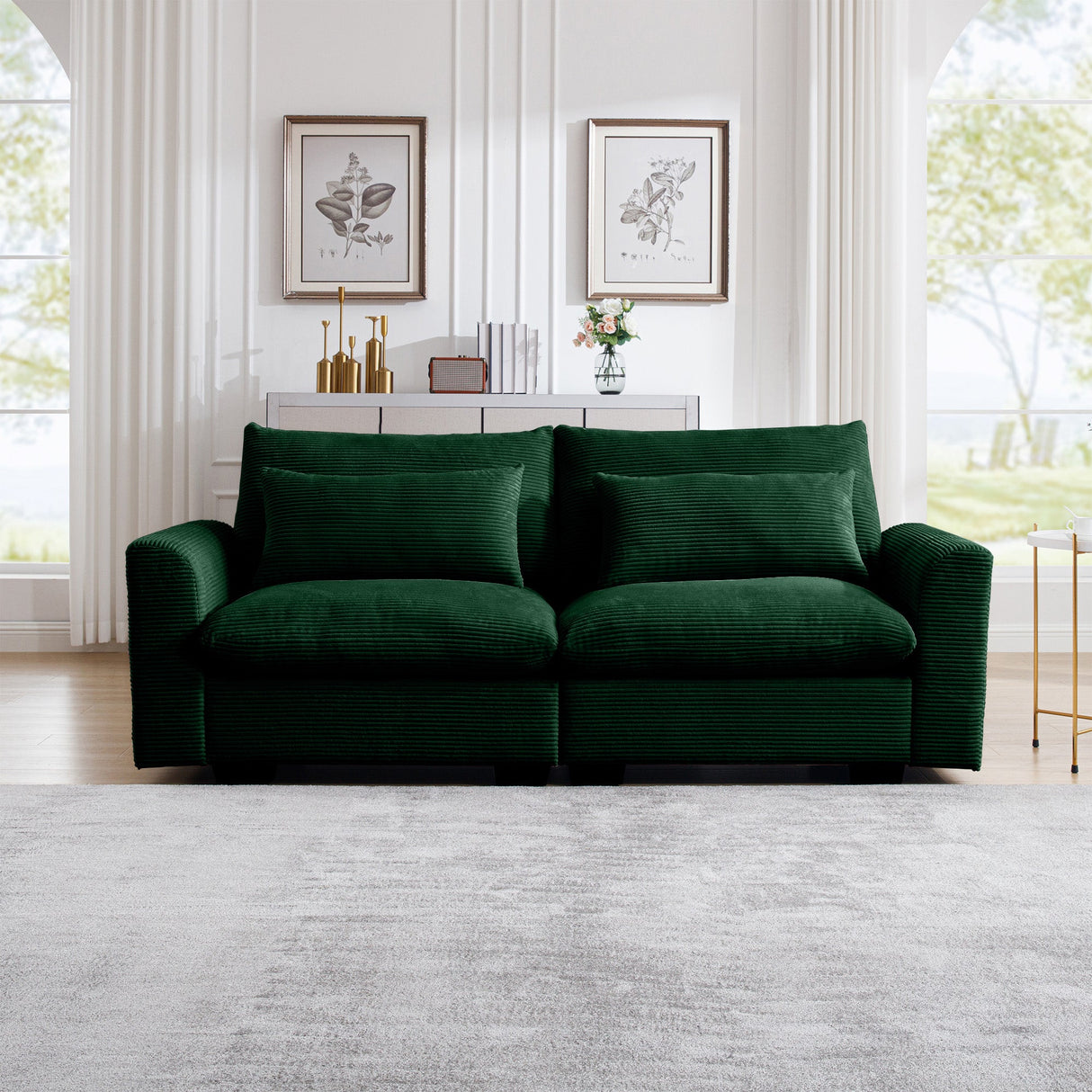 Modern 2 Seater Corduroy Fabric Sofa