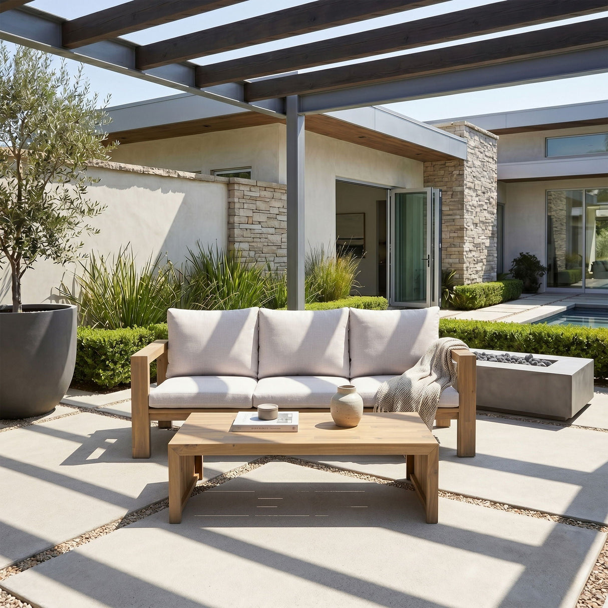 3 Seater Patio Set, Outdoor Sofa & Coffee Table Set