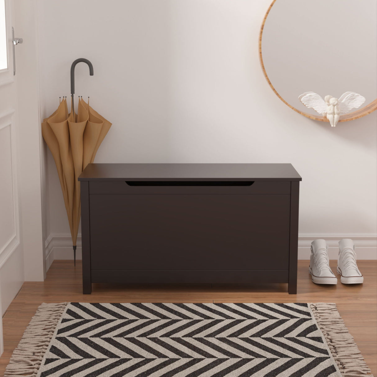 Toy Box Storage With Safety Hinged Lid
