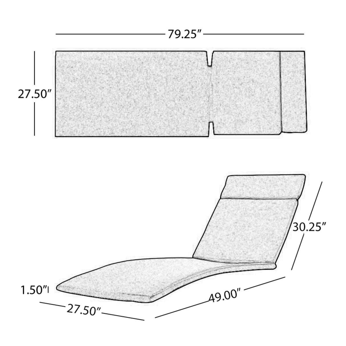 Salem Outdoor Chaise Lounge Cushion 2PCS Blue Fabric