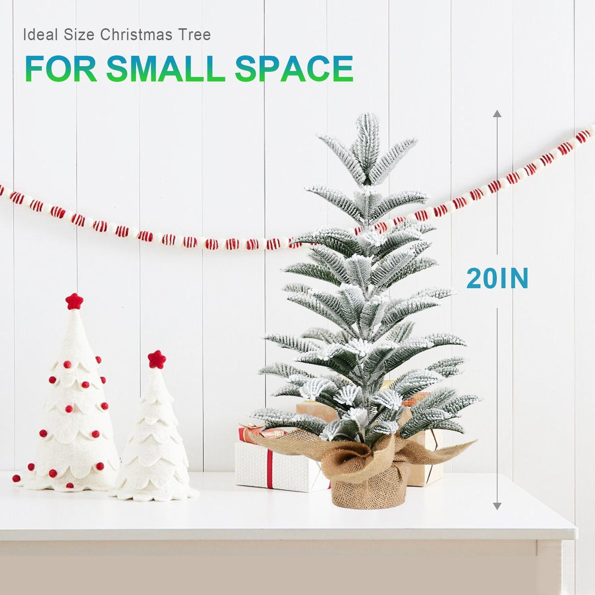 50CM Flocked Tabletop Christmas Tree with Realistic Flocked Branches - Green