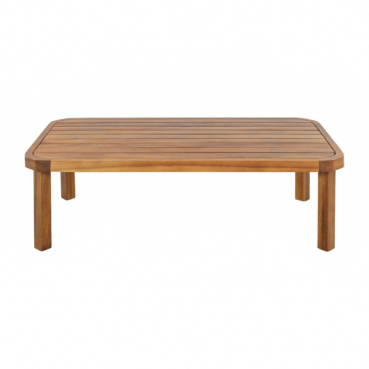 Outdoor Ottoman Table in Acacia Wood with Wicker Accents