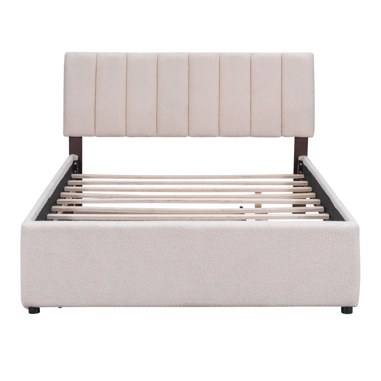 Teddy Fleece Full Size Upholstered Platform Bed with Twin Trundle
