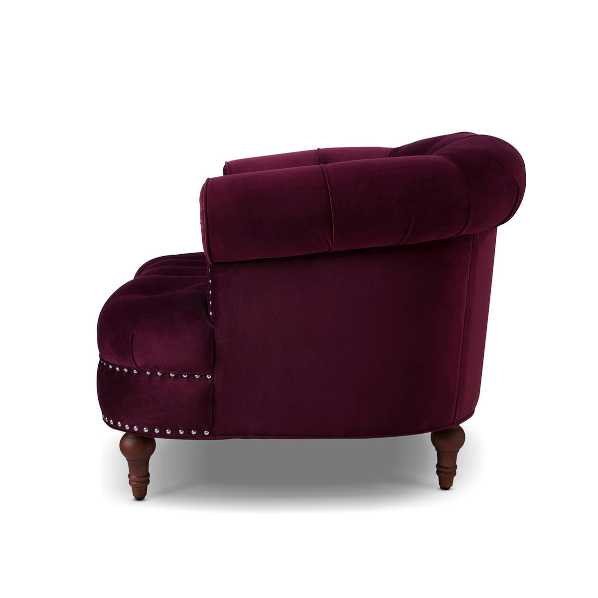 Victorian Tufted Upholstered Accent Chair with Nailhead Trim - Dark Red, Blue, or Pink