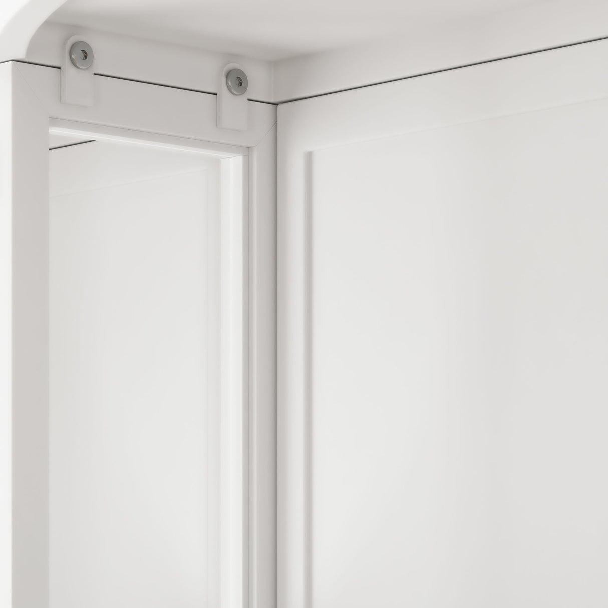 Arched Glass Double Door Wardrobe With Shatterproof Mirror, Open Shelf & Towel Rack