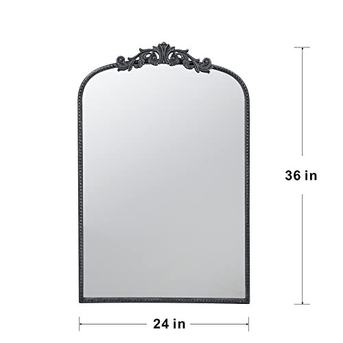 Baroque Grand Wall Mirror with Black Matte Iron Frame - Black