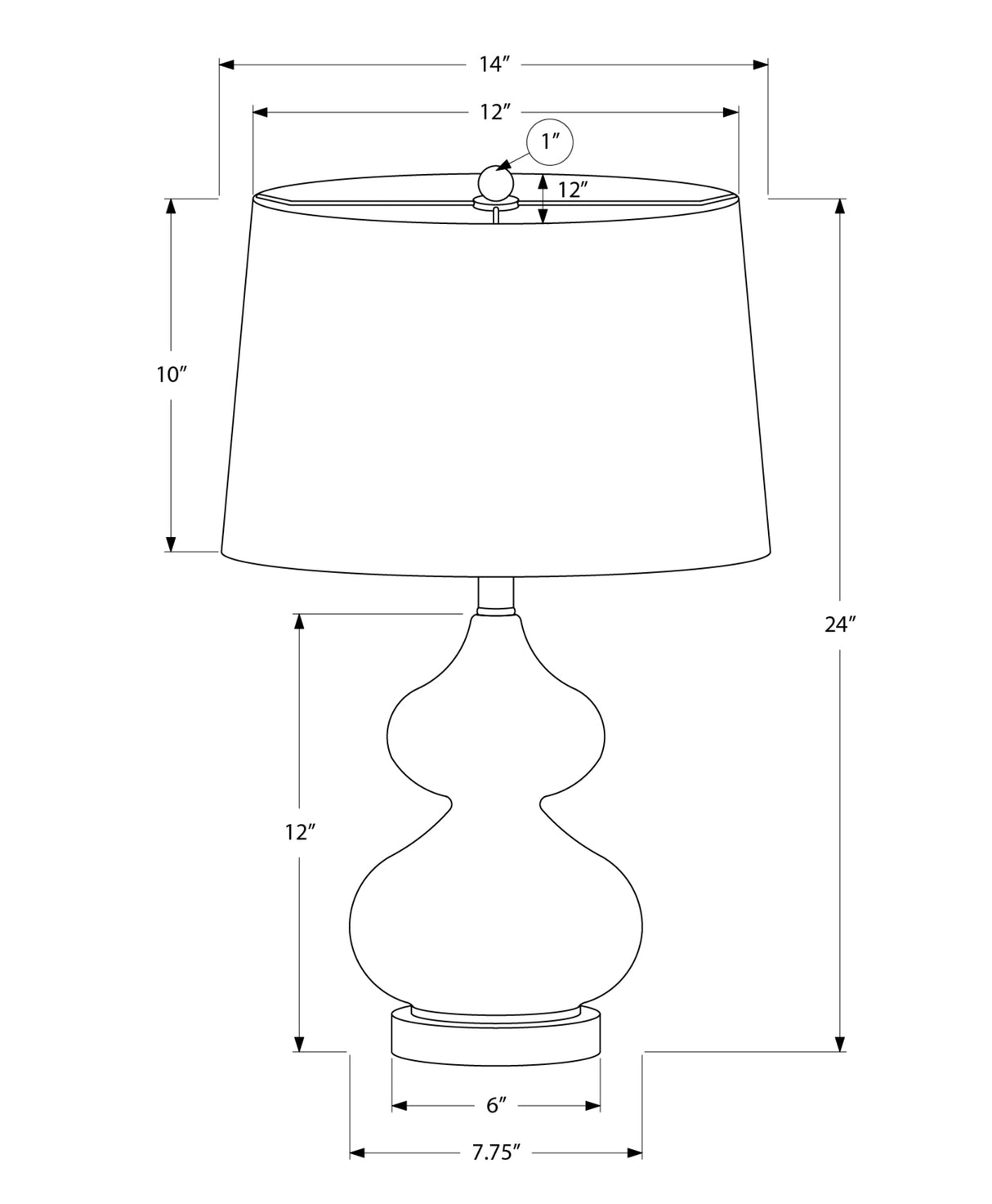 Gourd Table Lamp with Chic Cone Shaped Fabric Shade