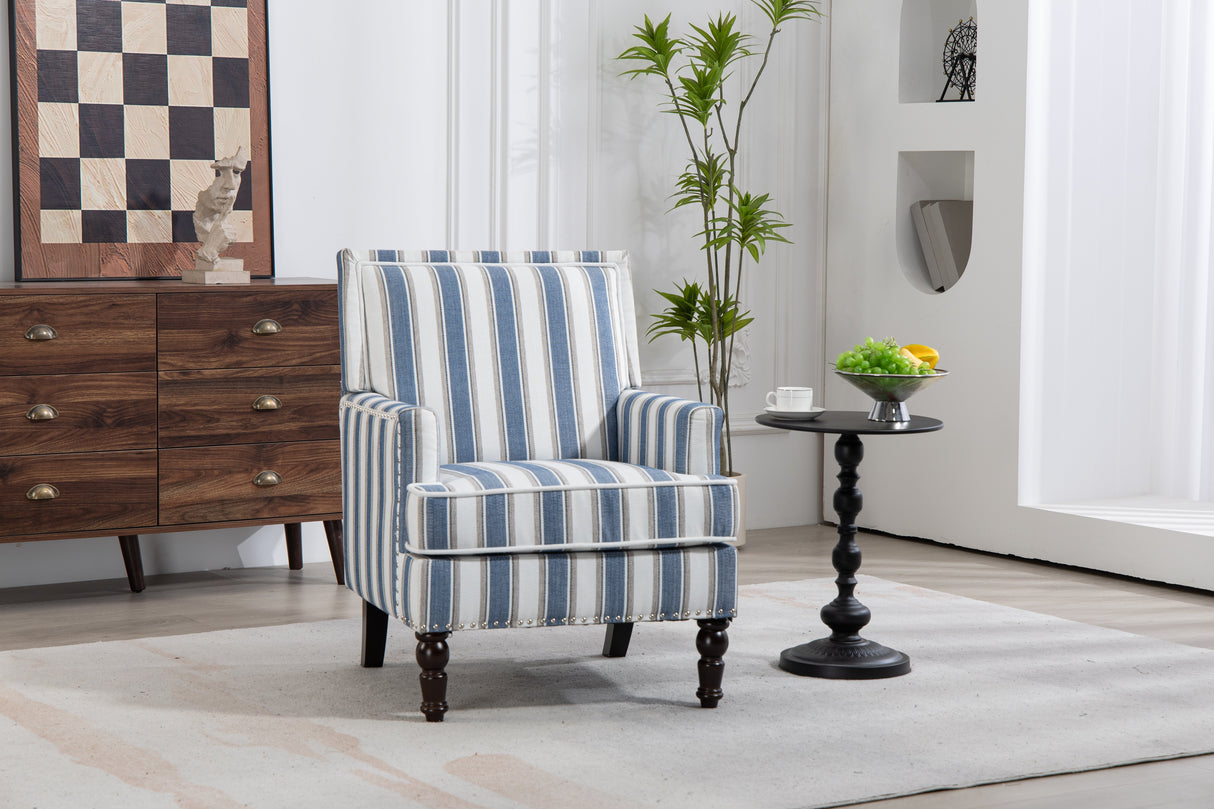 Upholstered Accent Chair with Solid Wood Legs