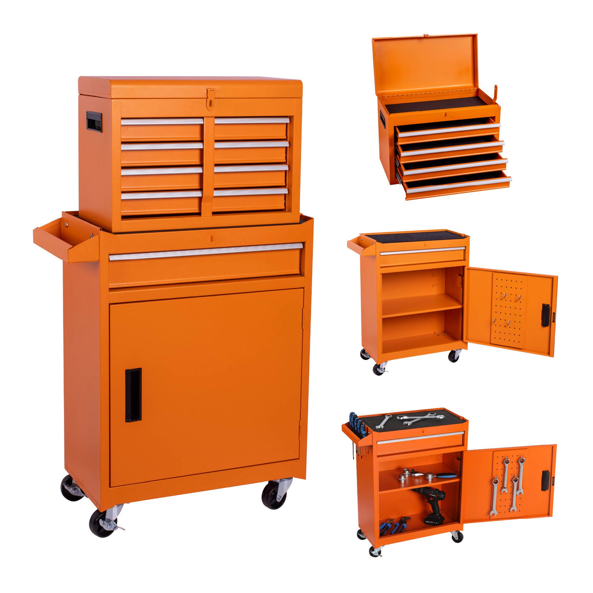 5-Drawer Rolling Tool Storage Cabinet with Detachable Top Toolbox