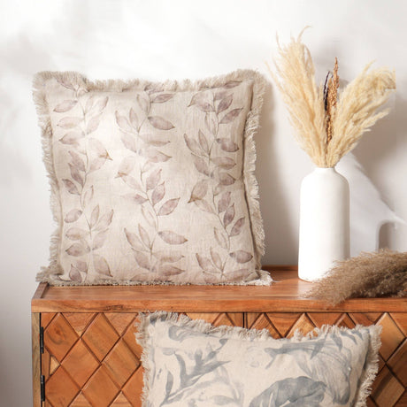 Linen-Printed-Cushion-with-Fringes-(Brown)-