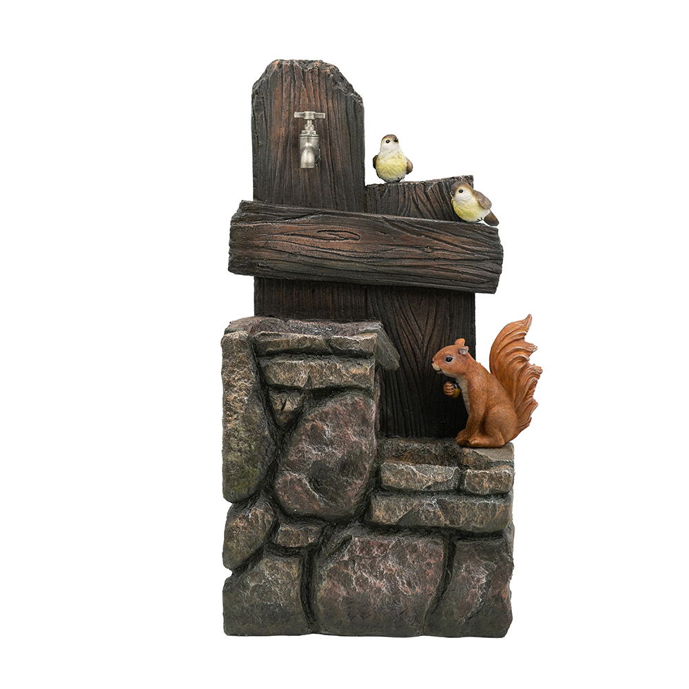 Decorative Two Tiered Water Fountain With Woodland Animal Design