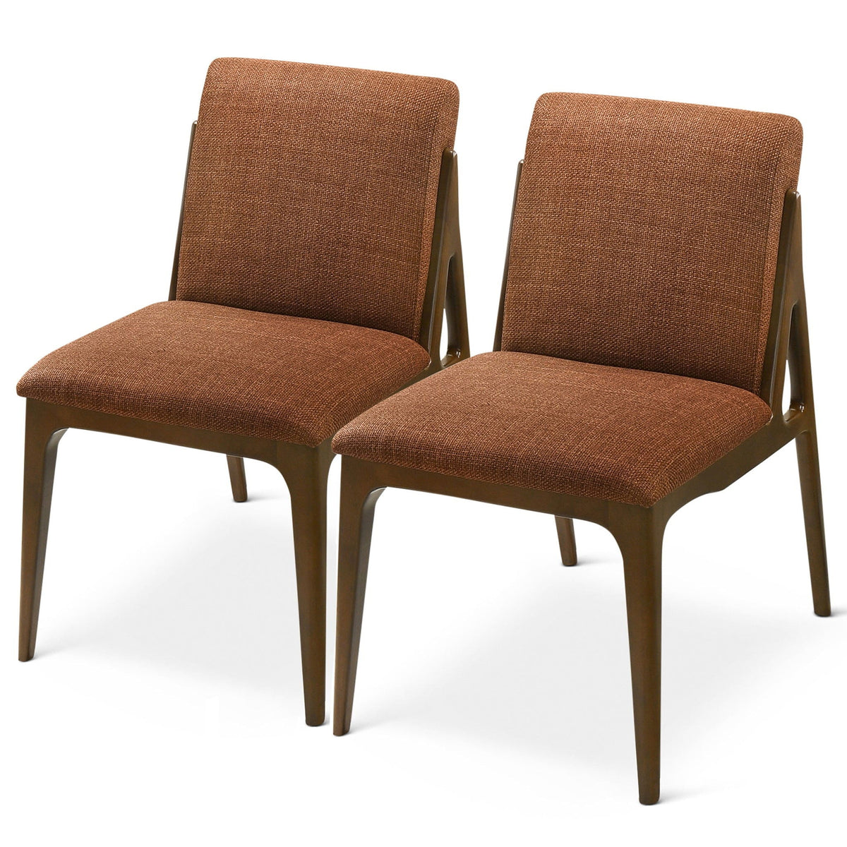 Elegant Dining Chair Set with Upholstered Fabric - Light Brown or Beige