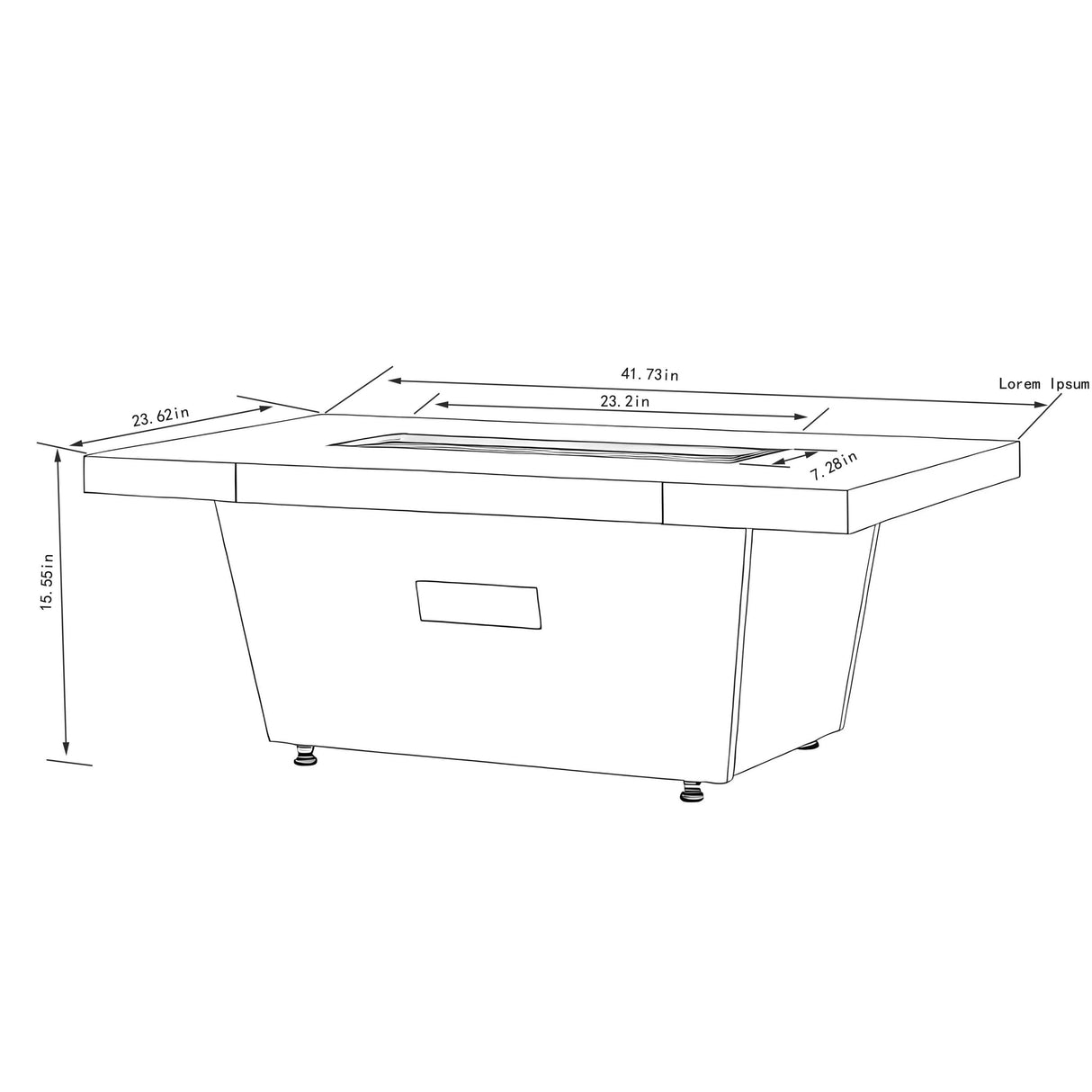 42 Inch Gas Fire Pit Table with Cement Texture Finish
