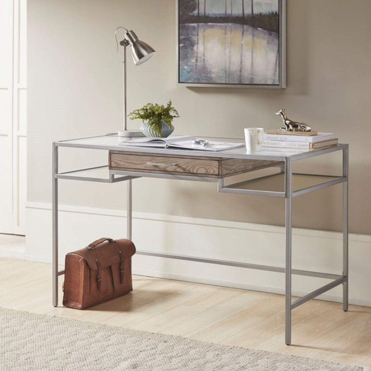 Adela - Writing Desk - Antique Silver
