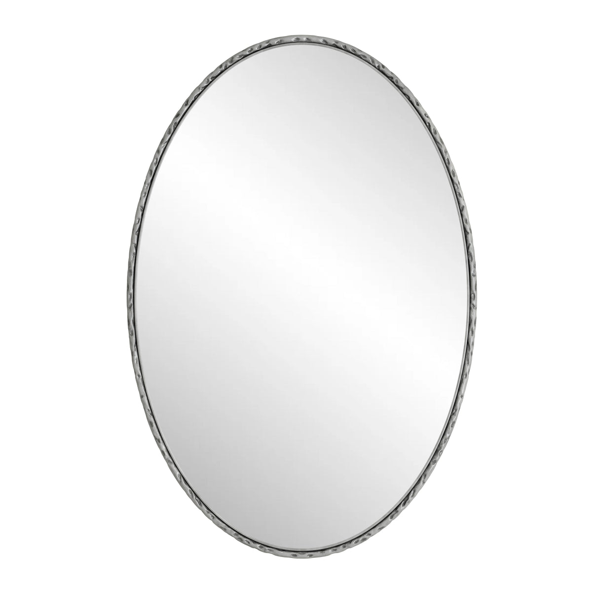 Iron Art Oval Retro Mirror with Antique Effect in Silver