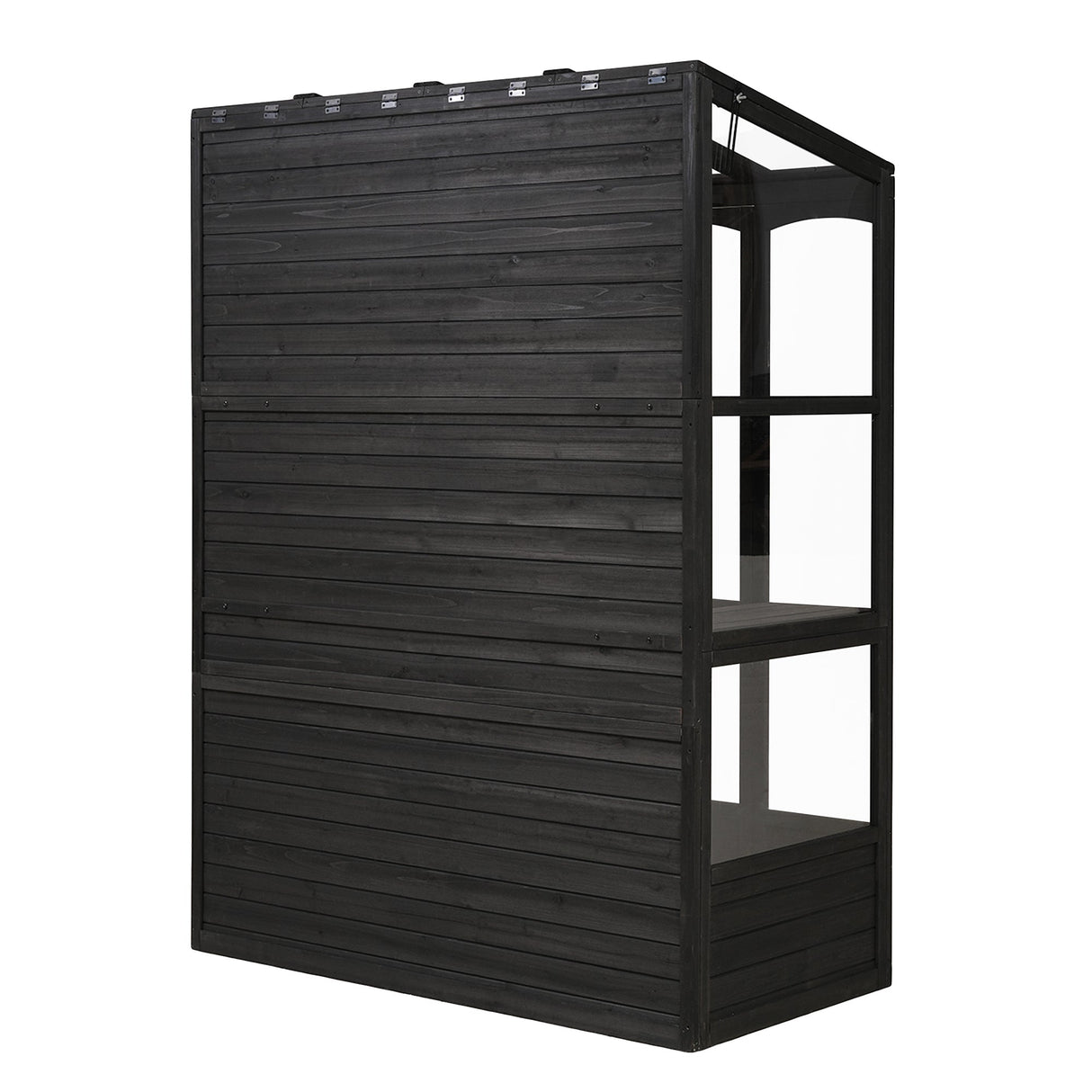 TOPMAX 78-inch Wooden Walk-in Greenhouse with Skylights and Folding Shelves