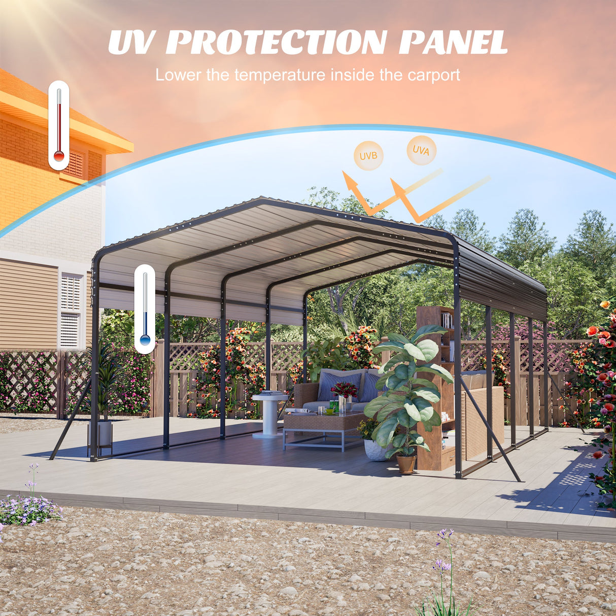 13x20 FT Metal Carport with Upgraded Frame