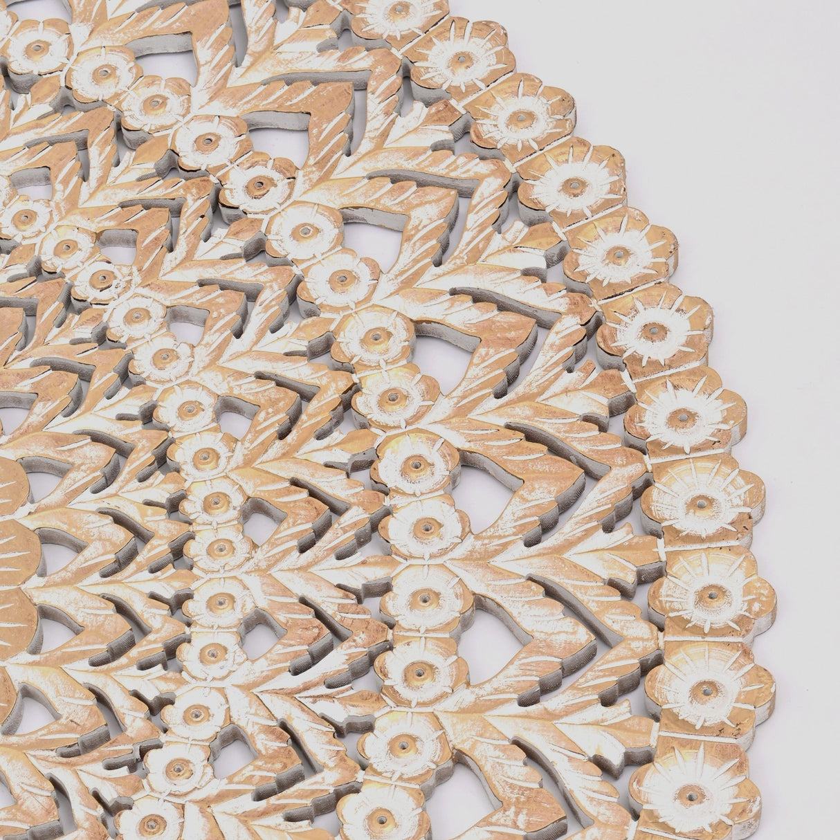 48” Hand-Carved Round Wooden Wall Art