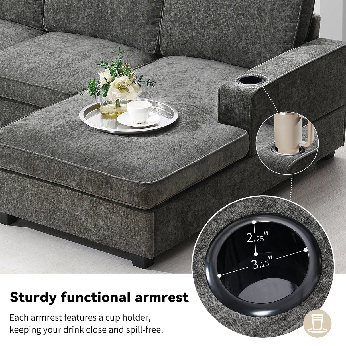 117.5" U-Shaped Sectional Sofa
