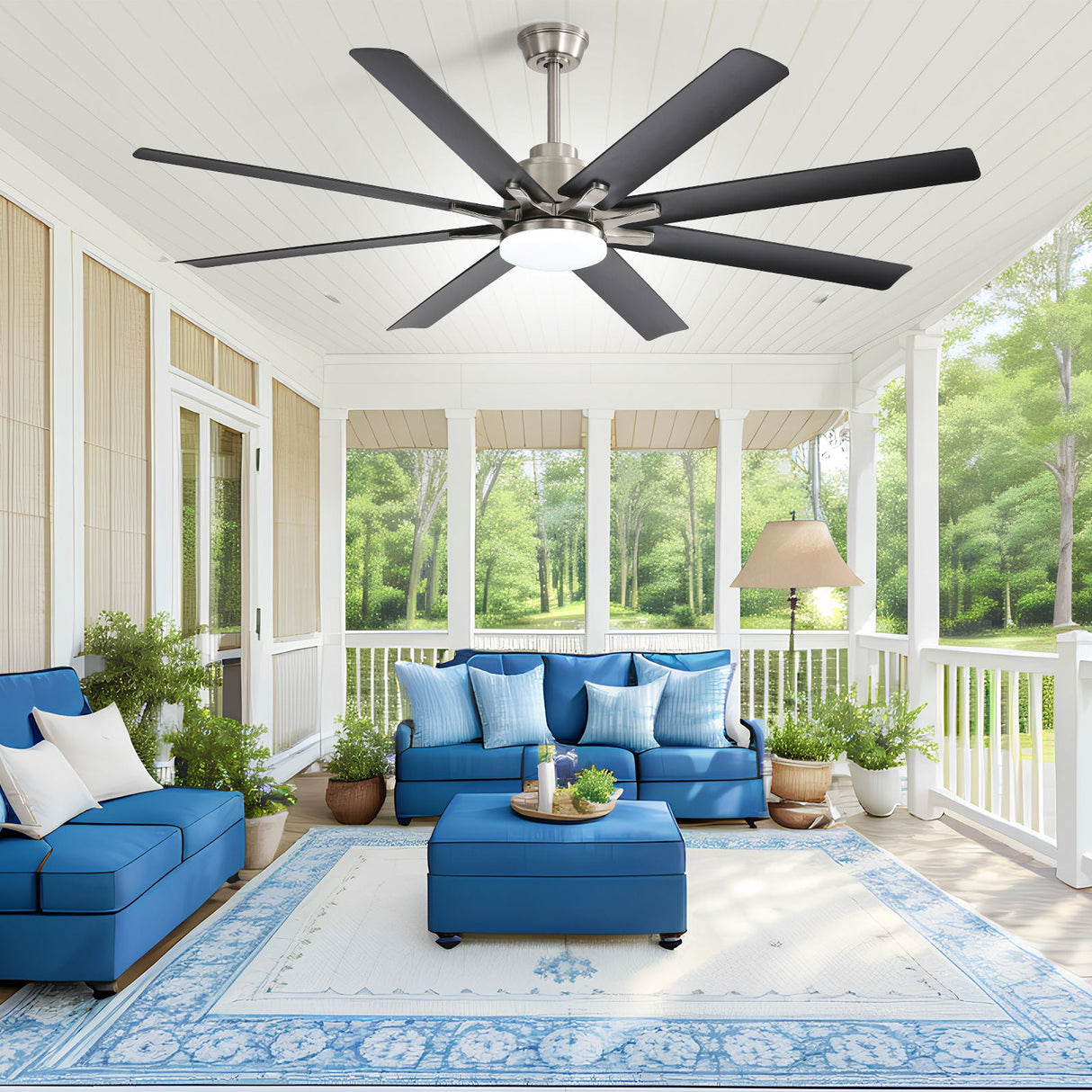 Ceiling Fan With Dimmable LED Light, 8 Blades, Reversible DC Motor, Remote Control