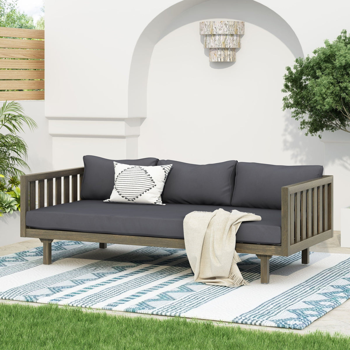 Claremont 3 Seater Daybed Teak Acacia Wood Water Resistant Cushions