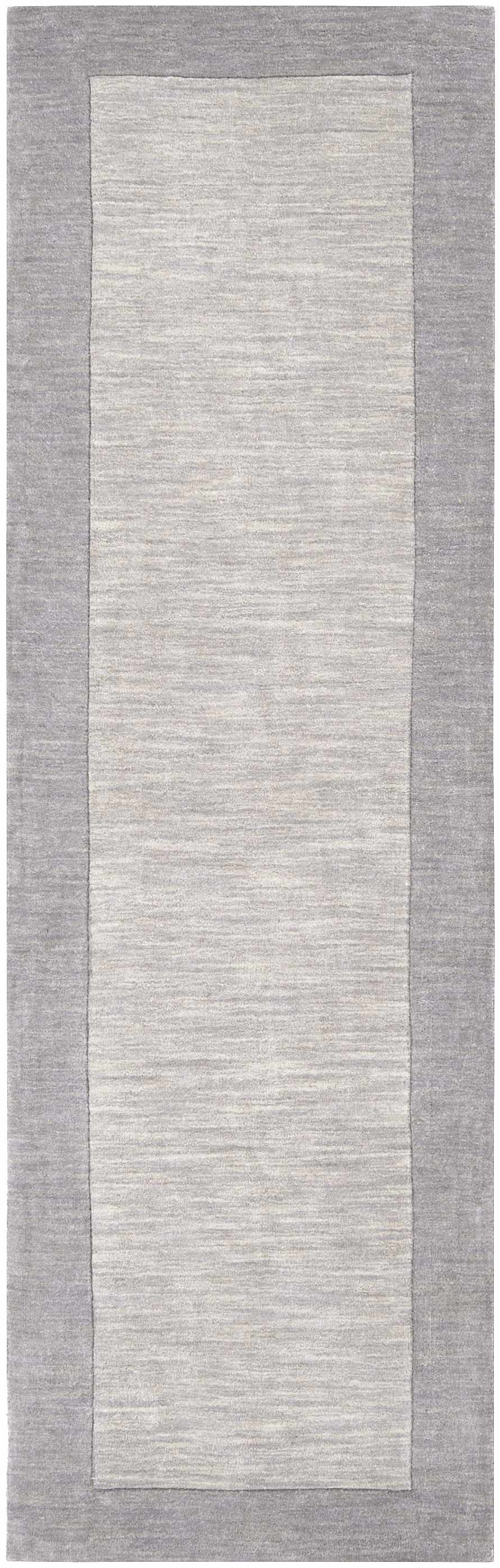 Bordered Solid Gray Wool Rug