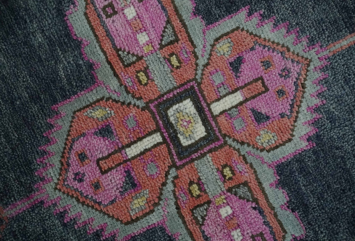 Charcoal, Gray and Pink Traditional Hand Knotted 5x8 and 6x9 Wool Area Rug