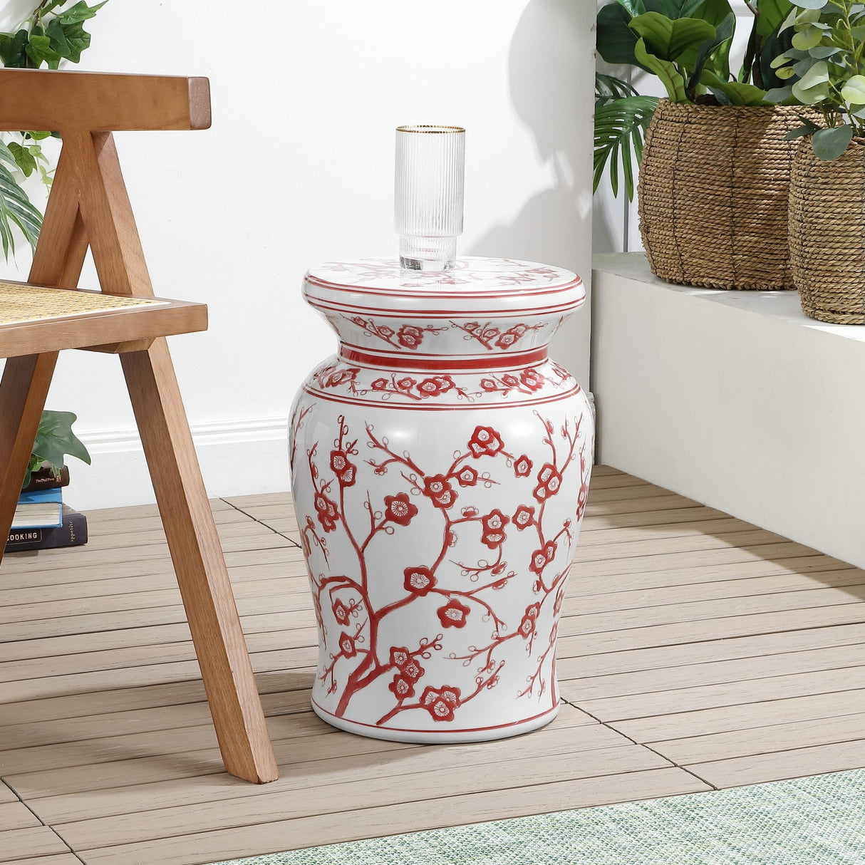Cherry ceramic garden stool - Tuesday Morning - Outdoor Tables
