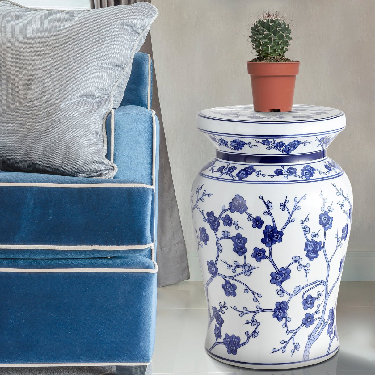 Cherry ceramic garden stool - Tuesday Morning - Outdoor Tables