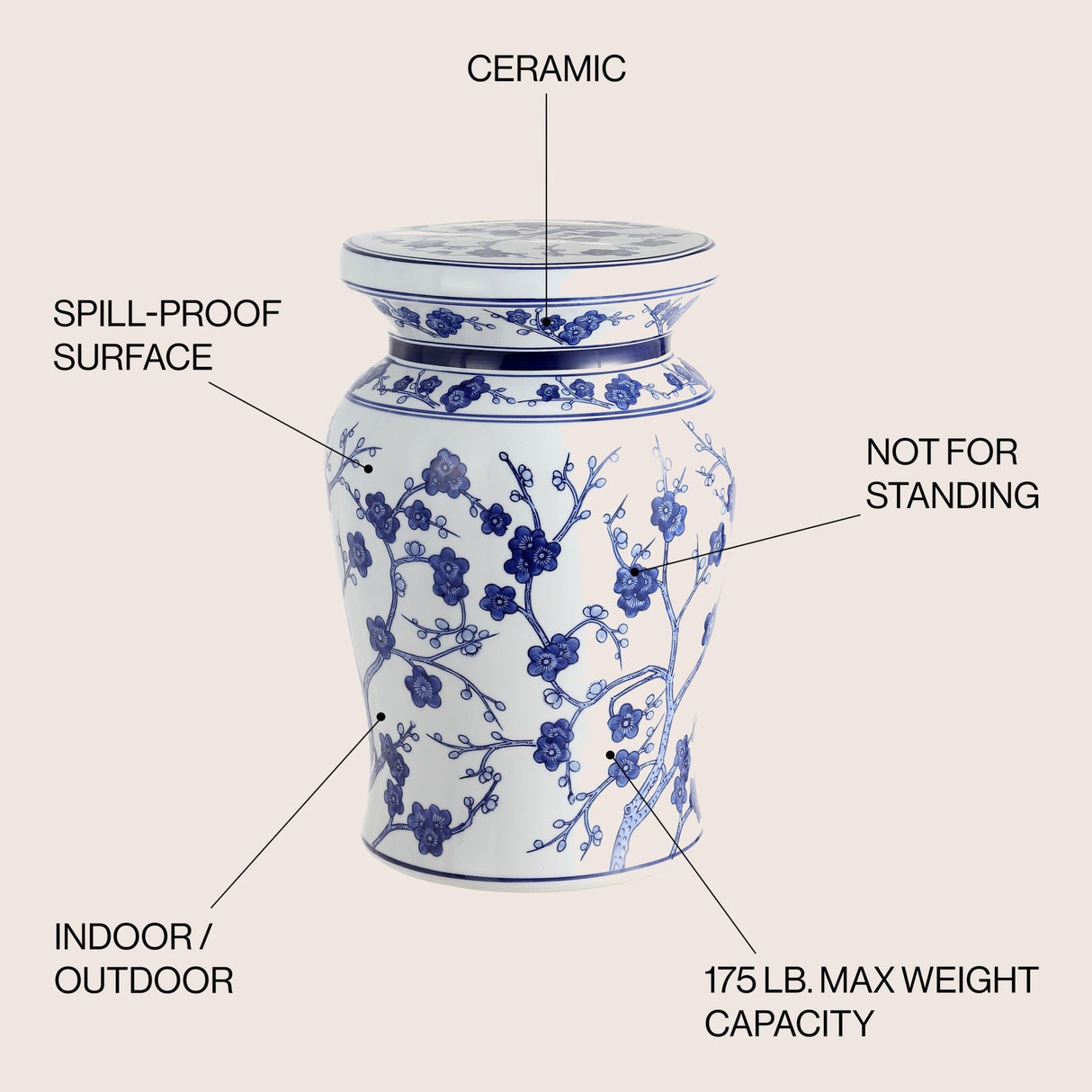 Cherry ceramic garden stool - Tuesday Morning - Outdoor Tables