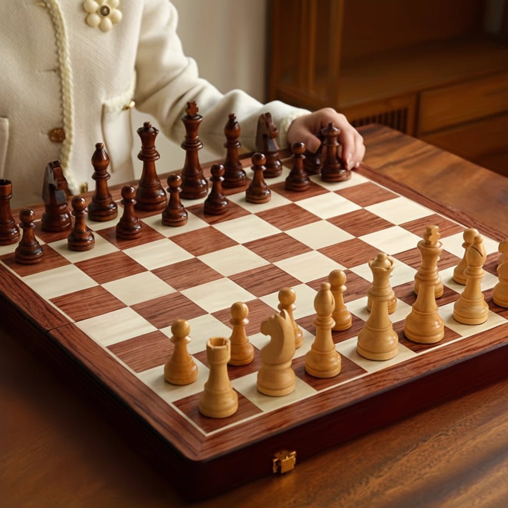 Wooden Chess Set 40cm Tournament Board Strategy Game with Extra Queens