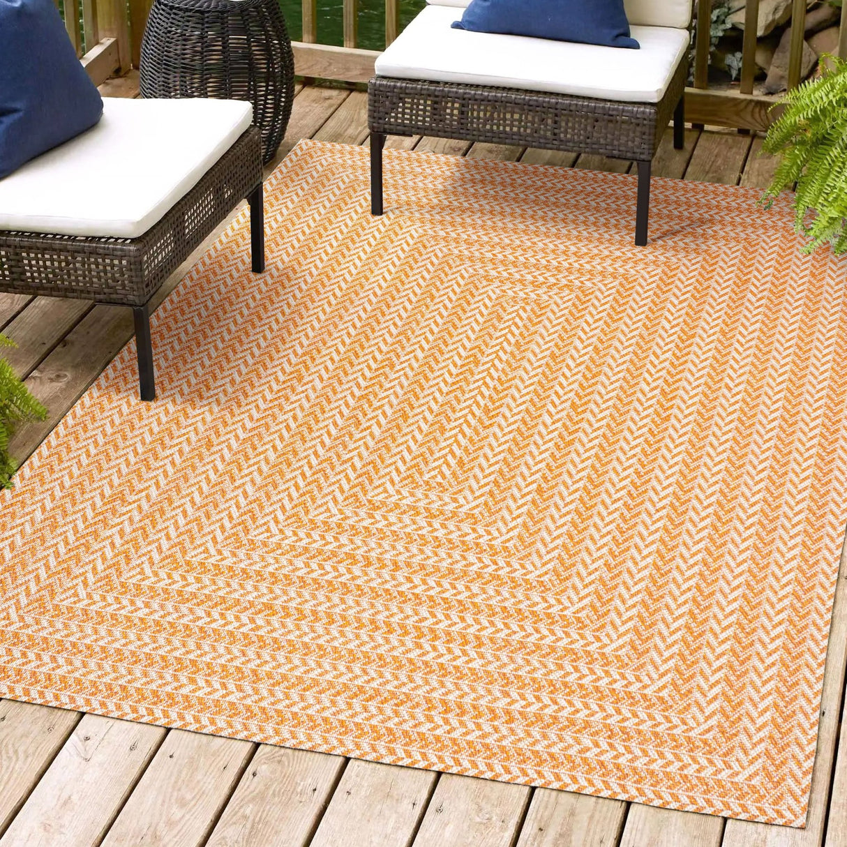 Chevron Modern Concentric Squares Indoor/Outdoor Square Area Rug - Tuesday Morning - Area Rugs