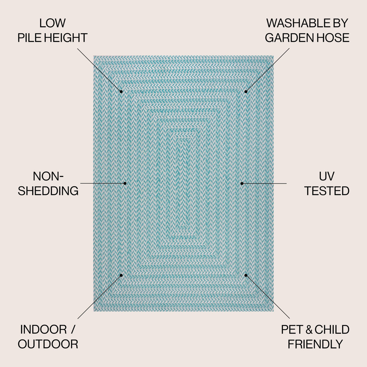 Chevron Modern Concentric Squares Indoor/Outdoor Square Area Rug - Tuesday Morning - Area Rugs