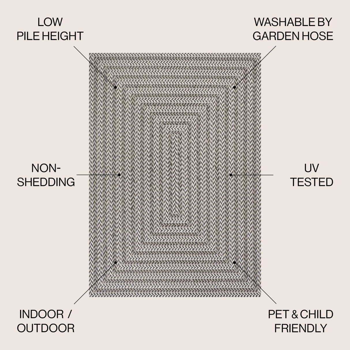 Chevron Modern Concentric Squares Indoor/Outdoor Square Area Rug - Tuesday Morning - Area Rugs