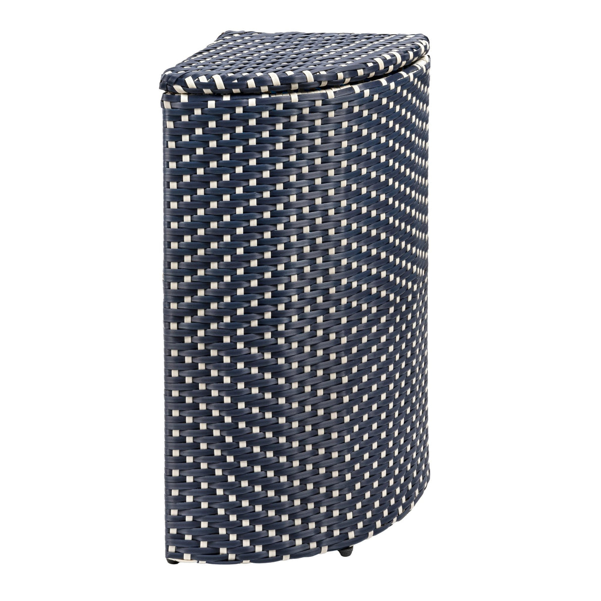 Chloe all - weather wicker/metal corner hideaway outdoor trash can - Tuesday Morning - Outdoor Trash Cans