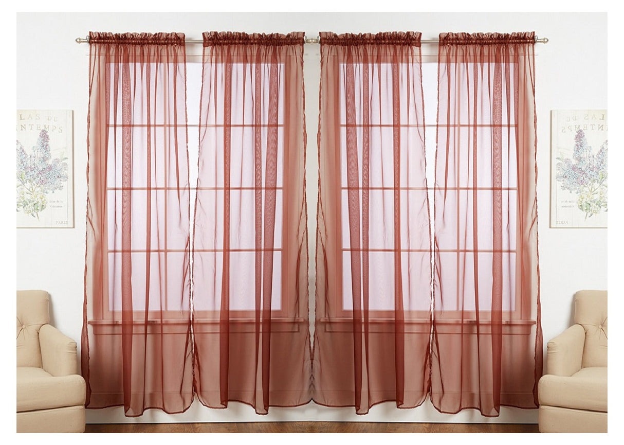 J&V Textiles 4-Pack Value: Solid Sheer Window Curtain Panels