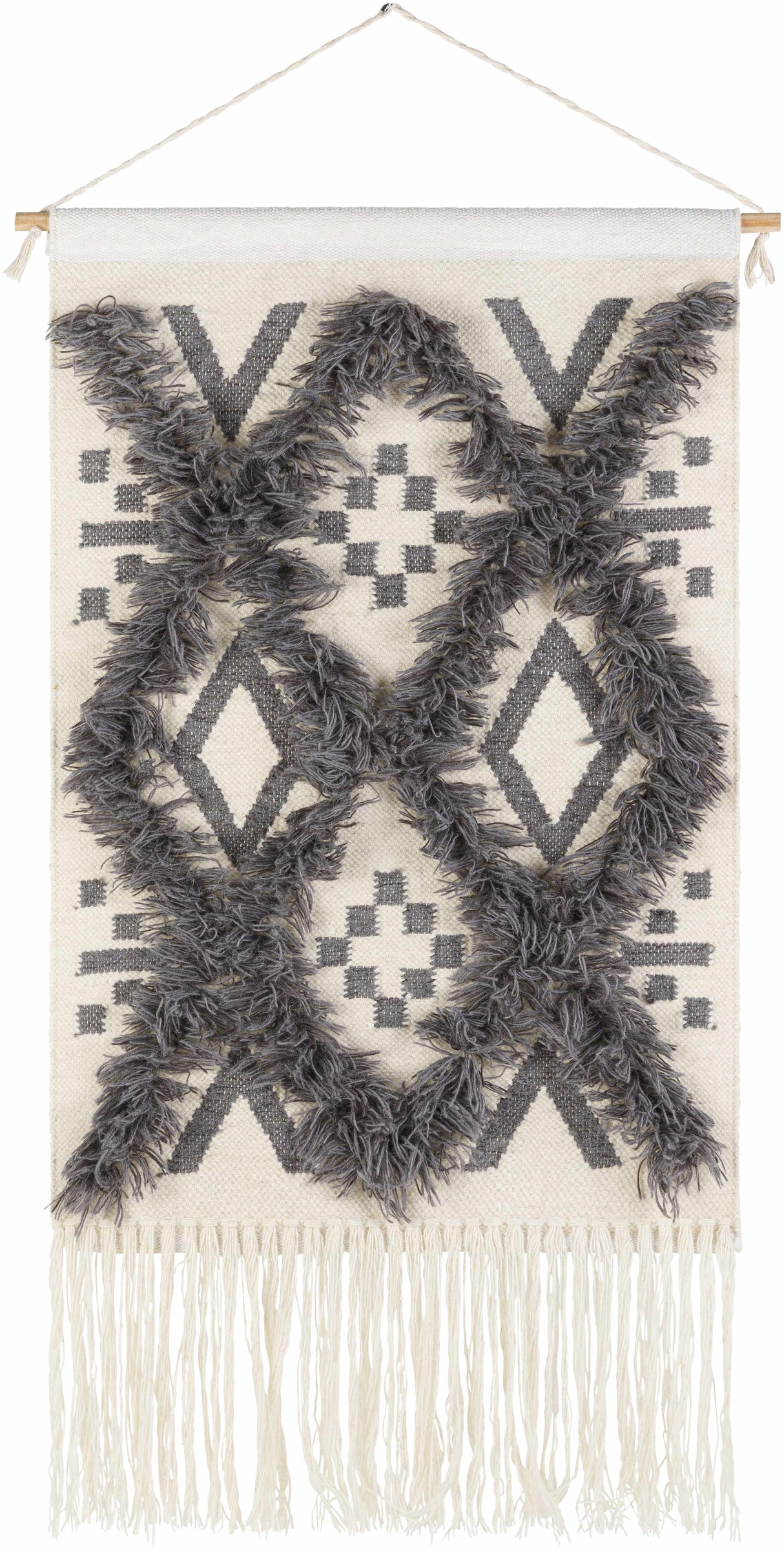 Chapelton Gray Geometric Textured Wall Hanging