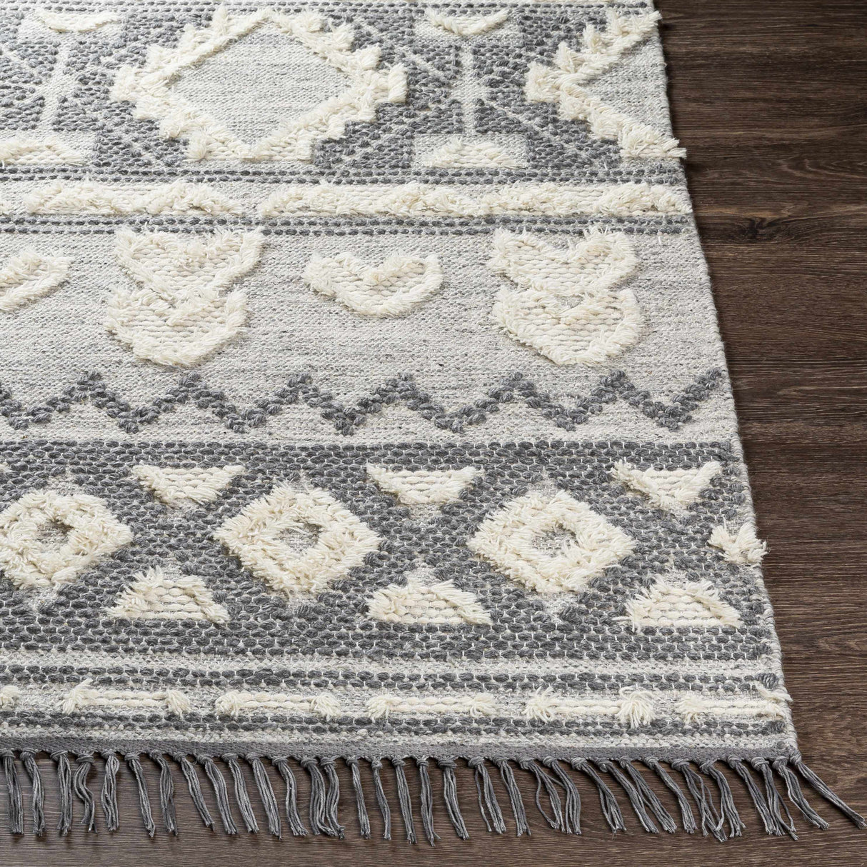 Gakona High-Low Cream&Charcoal Wool Rug - Clearance