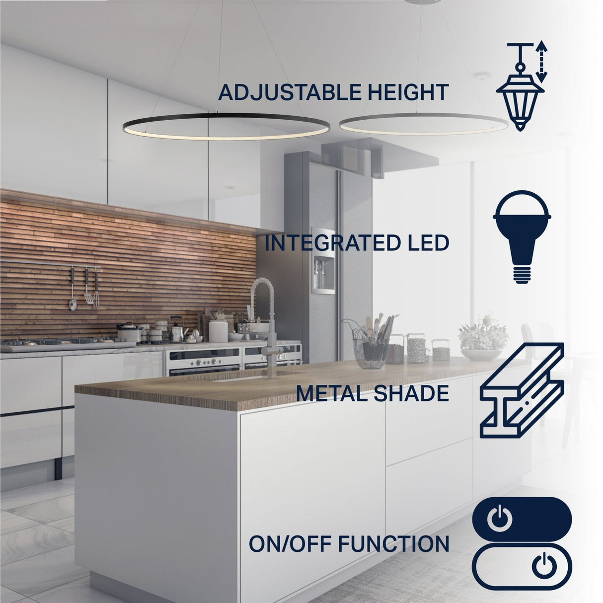 Circulo metal round modern contemporary led integrated pendant - Tuesday Morning - Pendants