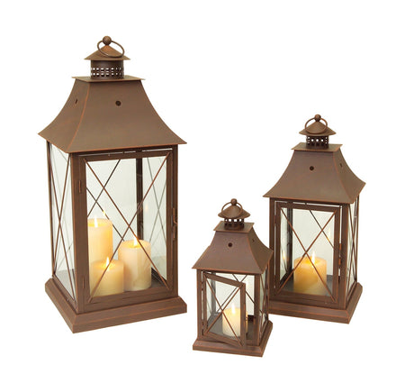 Classic-brown-metal-lantern-(set-of-3)-Outdoor-Lighting