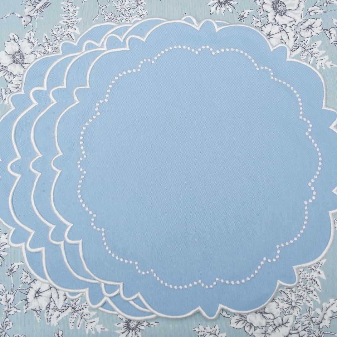 Harmony Blue Round Fabric Placemats
