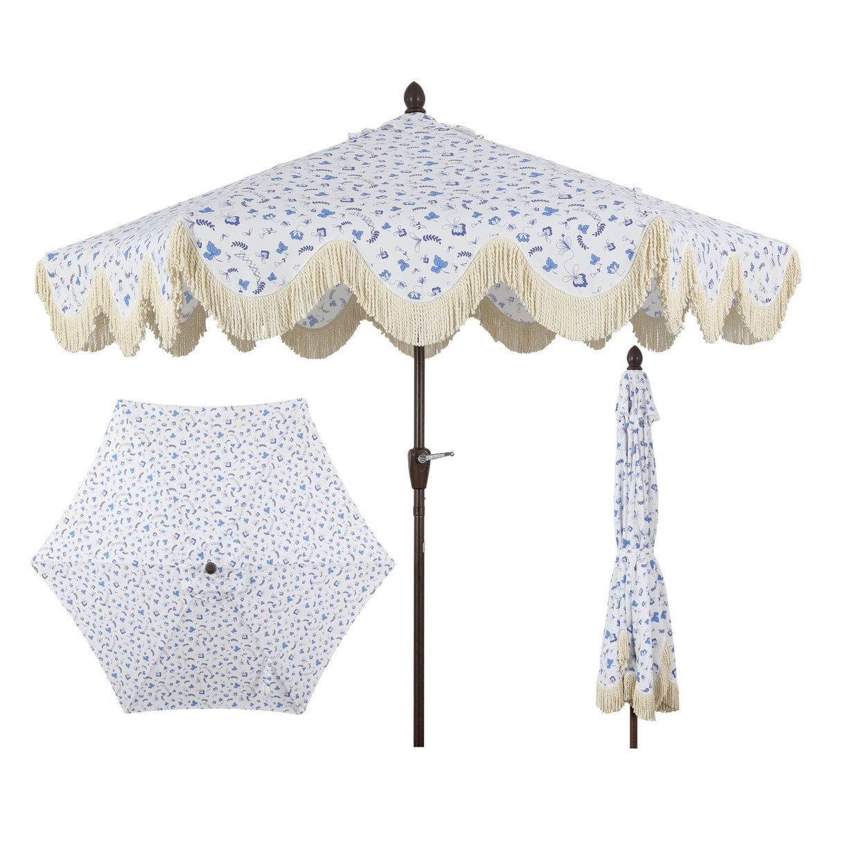 Collins classic cottage tassel market patio umbrella with auto - tilt - Tuesday Morning - Umbrellas & Sunshades
